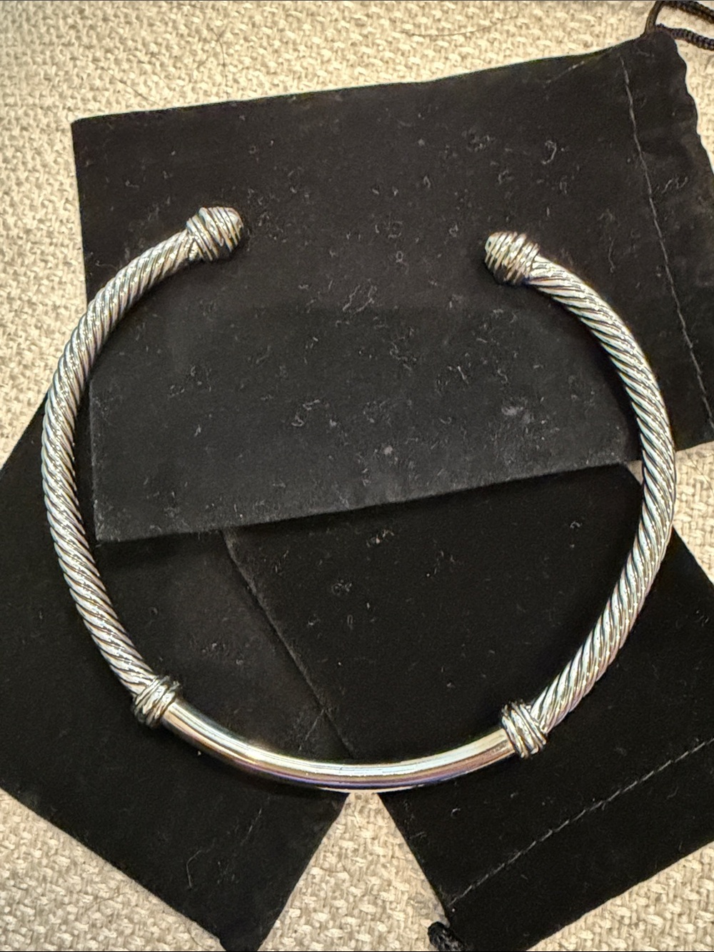 Silver-Tone Twisted Cable Choker